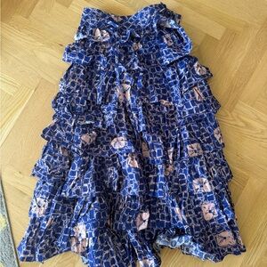 Ulla Johnson Asymmetrical Skirt in Blue and Pink